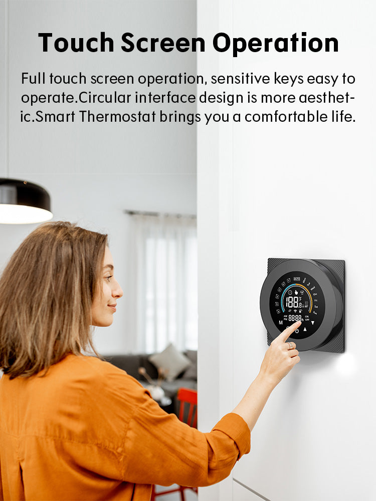 Indoor Temperature Thermostat LCD Display Touch Screen Electric Heating Thermostat Room Temperature Controller 110-240V