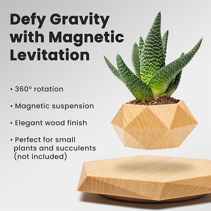 BandDlevs Floating Pots for Plants - Levitating Pot - Levitating Planter for Bonsai, Succulents, Air Plants - Floating Magnetic Display for Home Office Desks - Magnetic Levitation Plant Holder