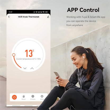 Smart Home Modern Design Floor Heating Systems TFT Knob Wi-Fi 3A 220V Thermostat with Alexa Google Assistant Voice Control