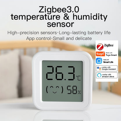 Tuya Smart TH04 BLE 5.0 LCD Thermometer Supports Alexa and Google Assistant US Plug App Control Temperature Humidity Sensor